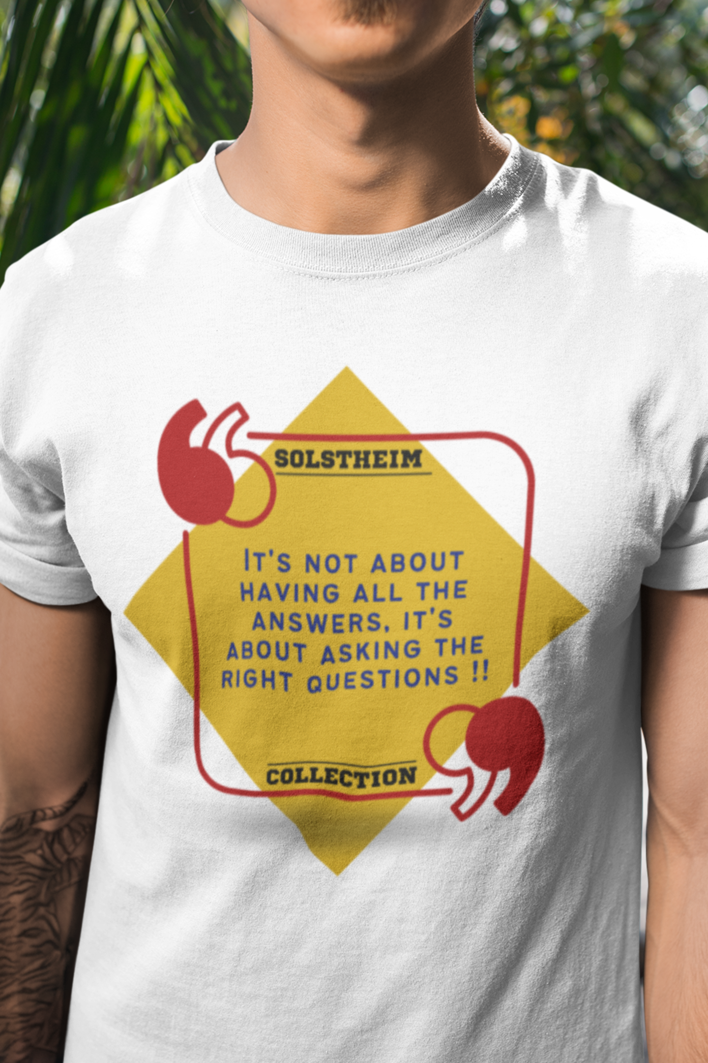 Round Neck Half Sleeves with quote right questions on T-Shirt