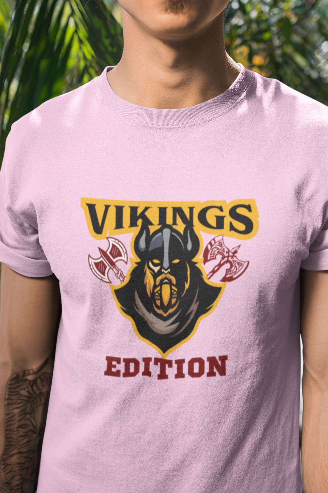 Round neck Half sleeves Tshirt with design with Viking Edition