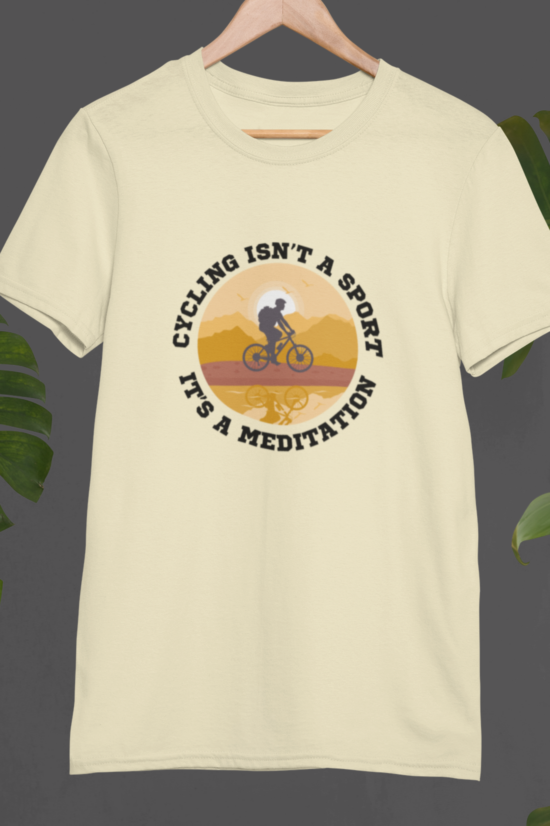 Round neck Half sleeves Tshirt with Cyclist Meditation quote