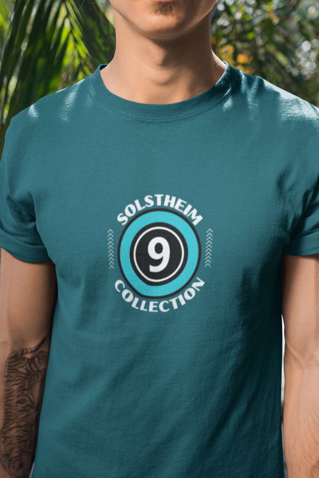 Round Neck Half Sleeves T-Shirt with Number 9 Design