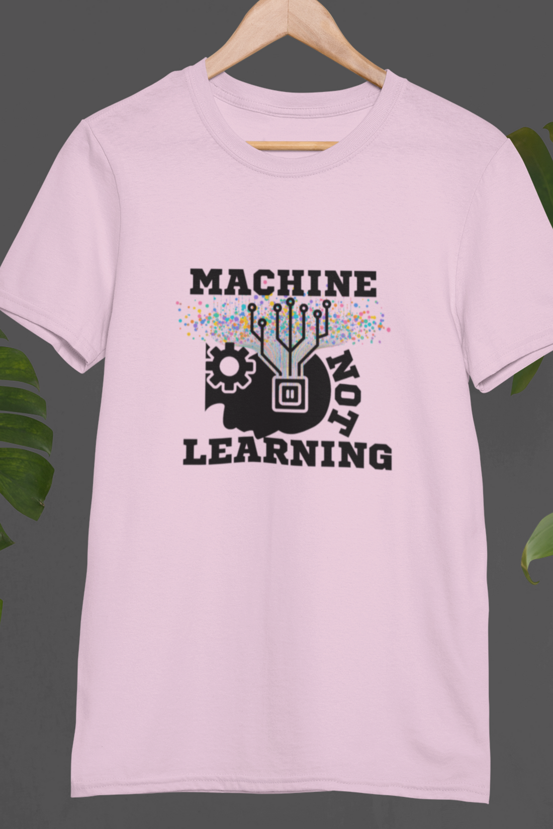 Round neck Half  sleeves Tshirt with Machine Not Learning