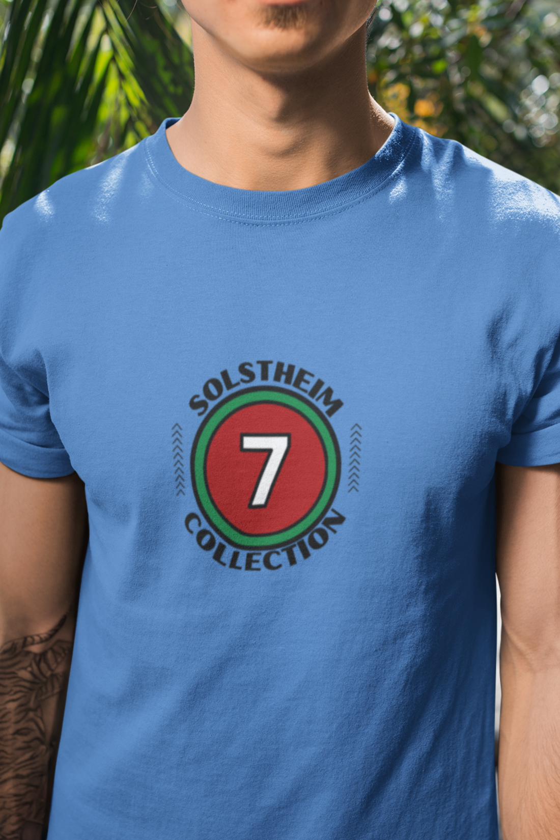 Round Neck Half Sleeves T-Shirt with Number 7 Design