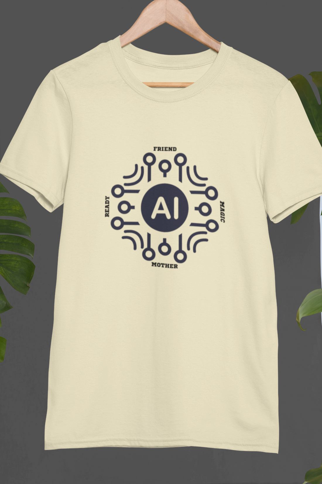 Round neck Half  sleeves Tshirt with AI Indian language connection