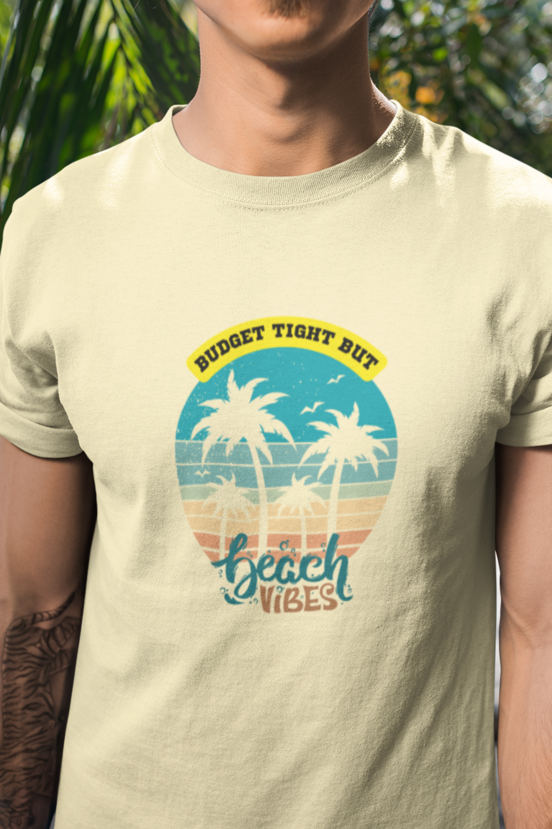 Round neck Half sleeves Tshirt with design of Cool Beach Vibes