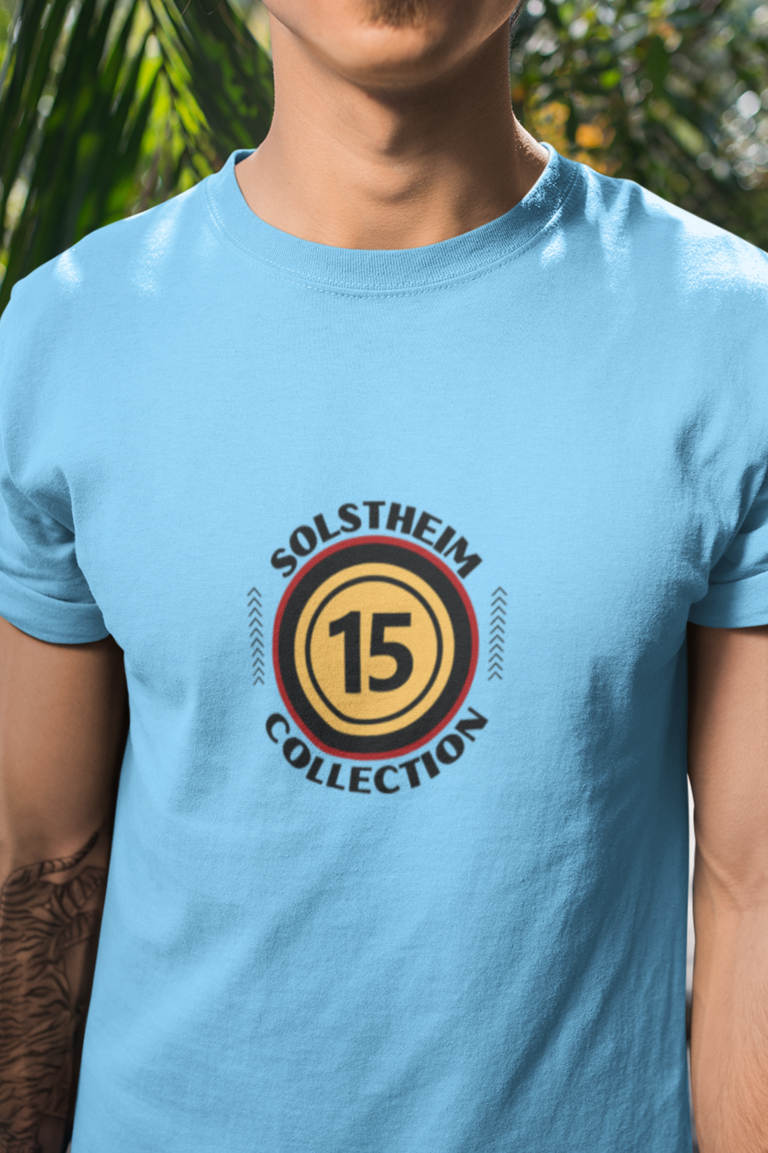 Round Neck Half Sleeves T-Shirt with Number 15 Design