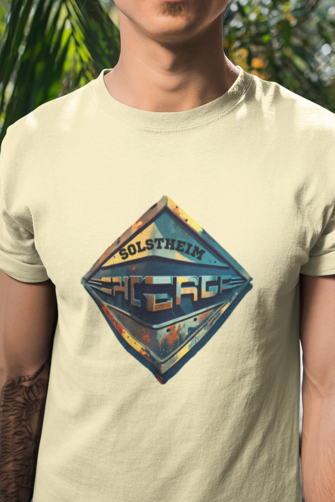 Round neck Half sleeves Tshirt with design of Retro Shield 3D