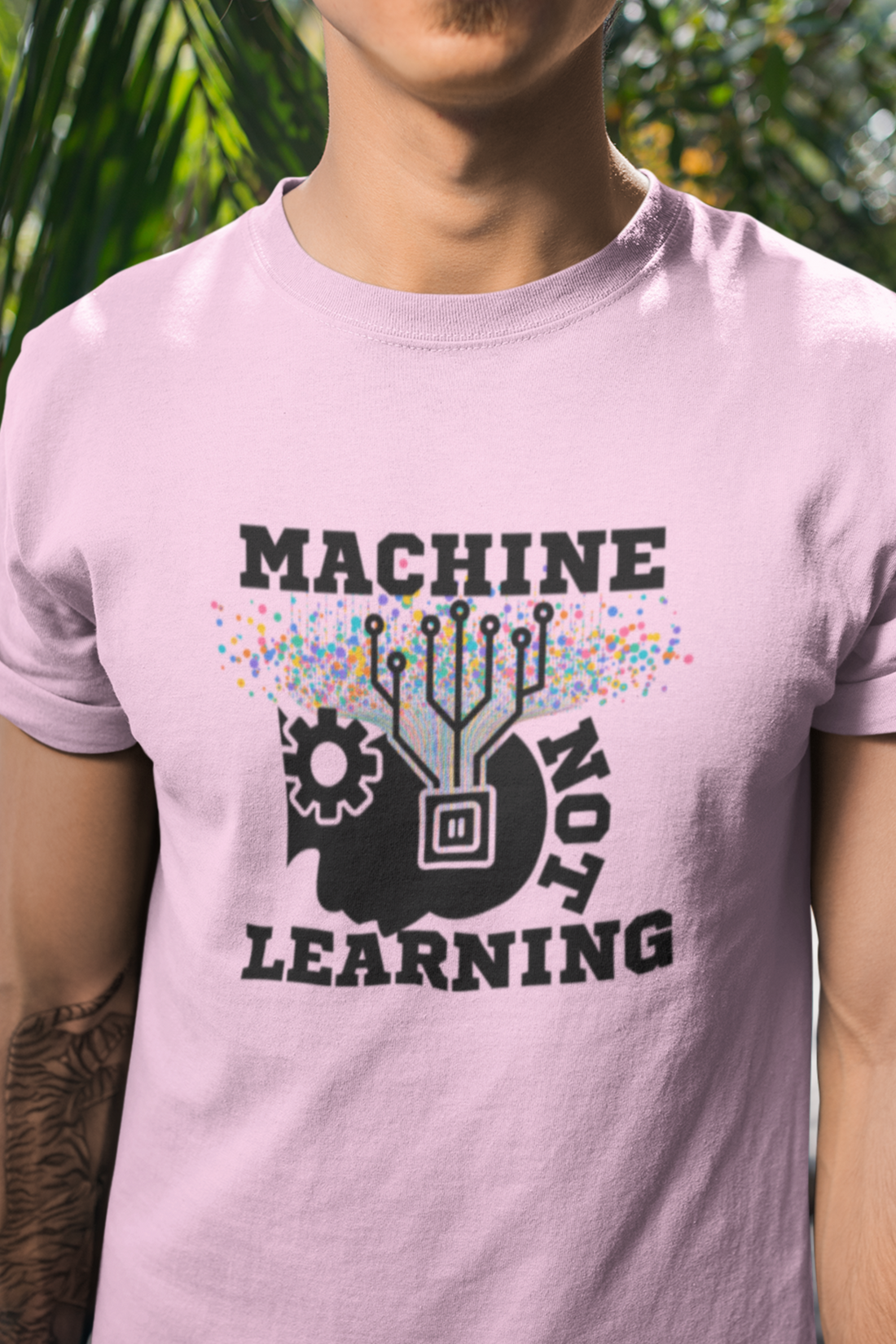 Round neck Half  sleeves Tshirt with Machine Not Learning