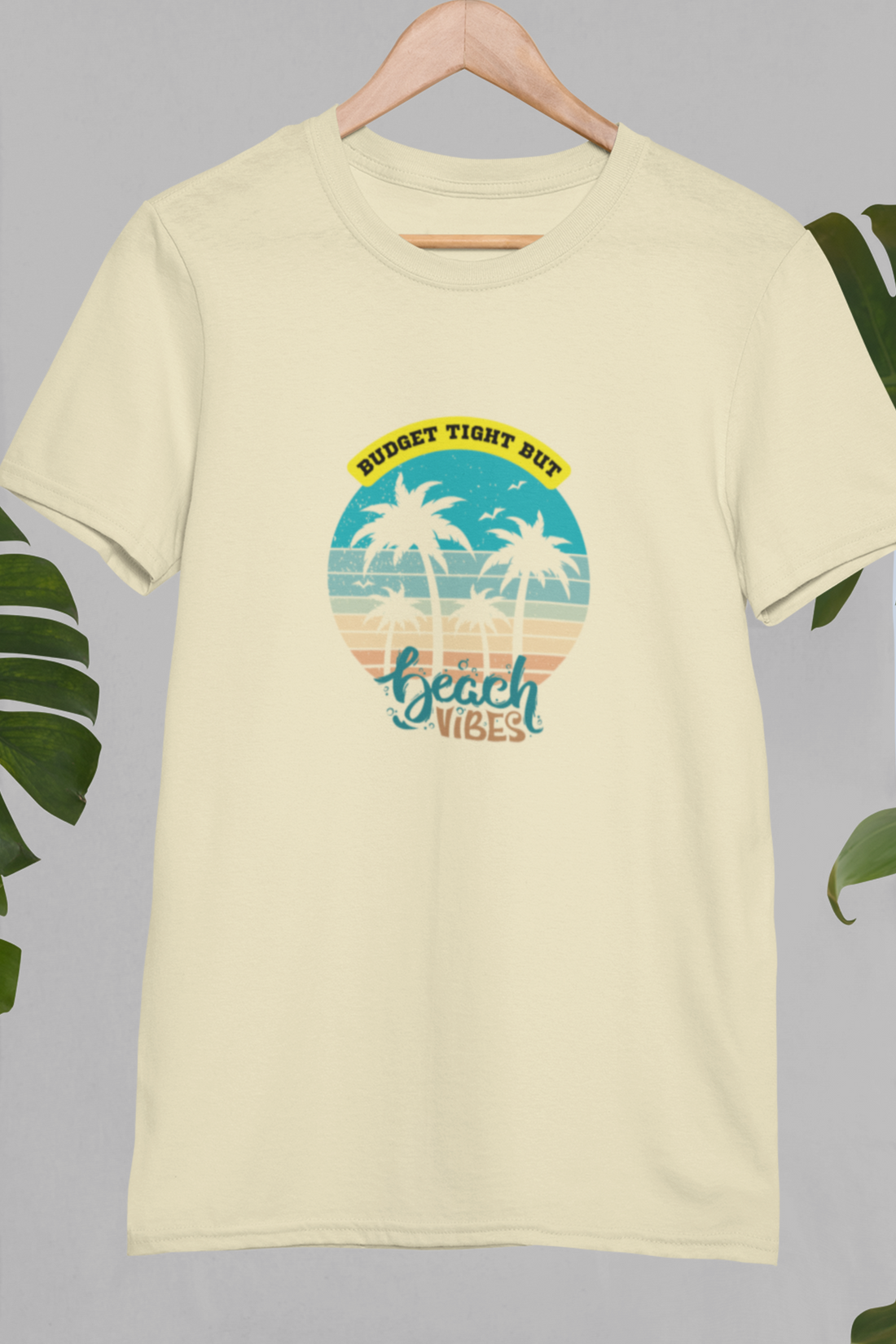 Round neck Half sleeves Tshirt with design of Cool Beach Vibes