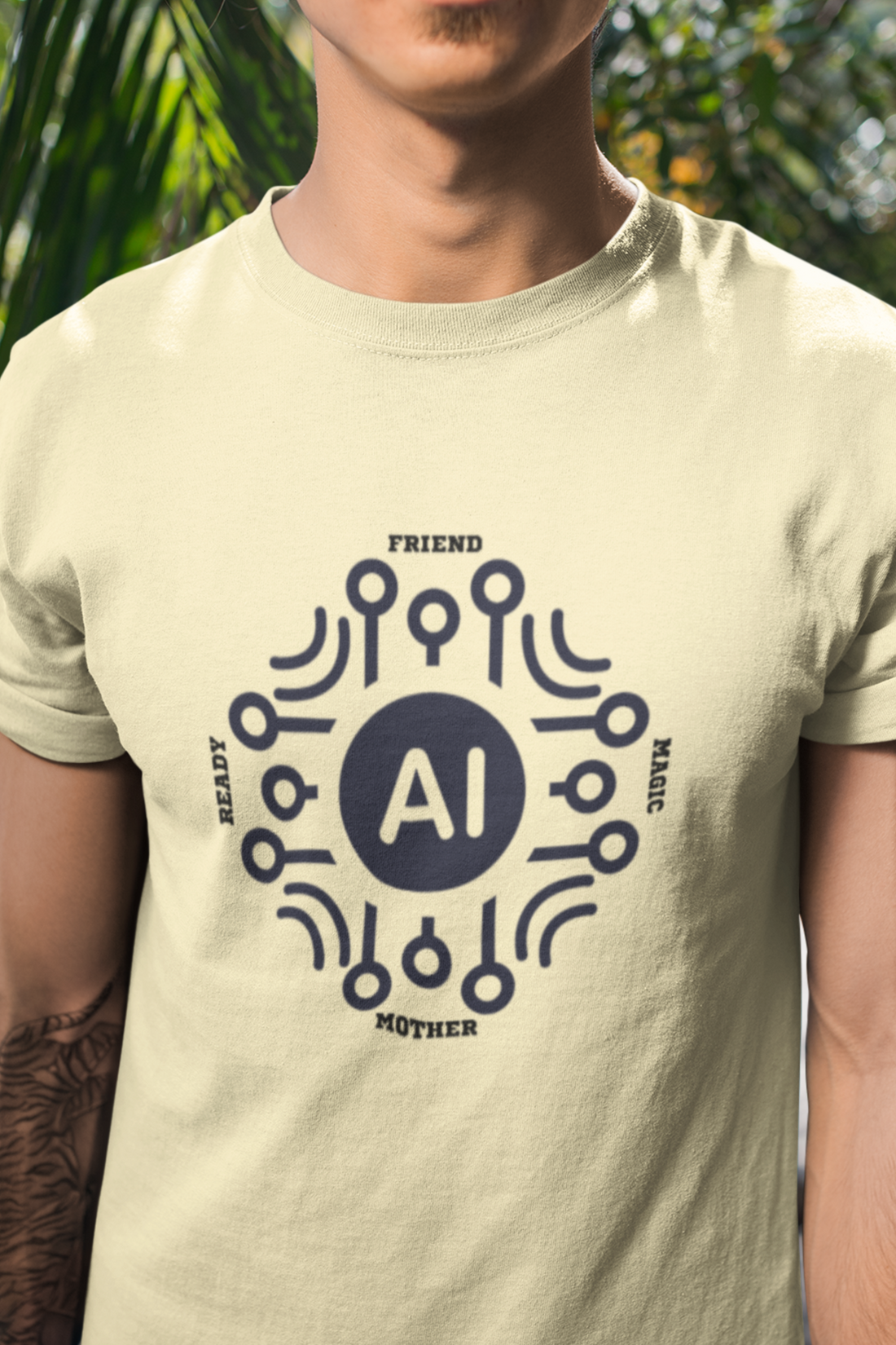 Round neck Half  sleeves Tshirt with AI Indian language connection