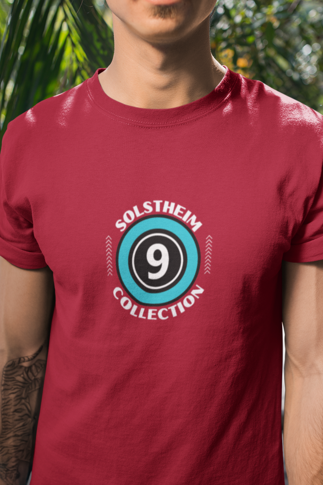 Round Neck Half Sleeves T-Shirt with Number 9 Design