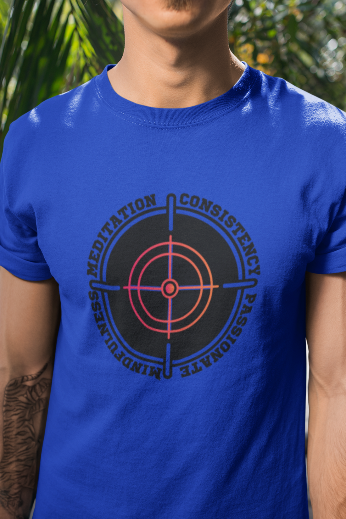 Round neck Half sleeves Tshirt with Shooter Attributes