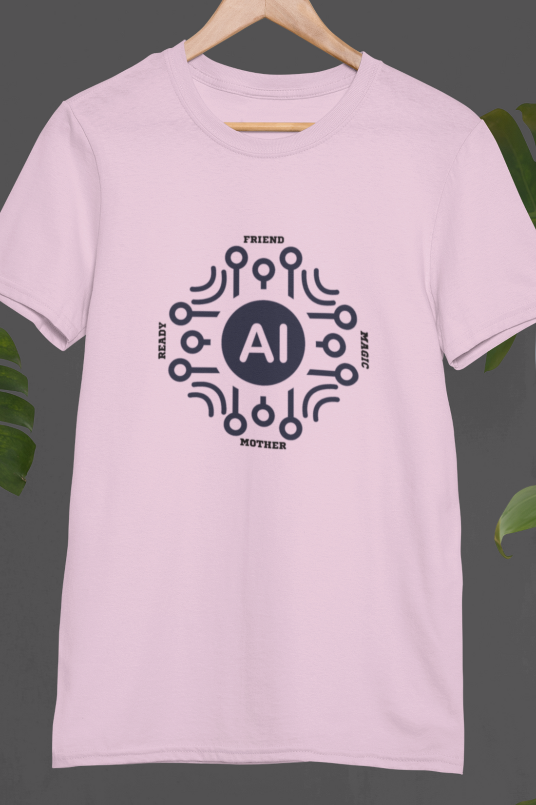 Round neck Half  sleeves Tshirt with AI Indian language connection