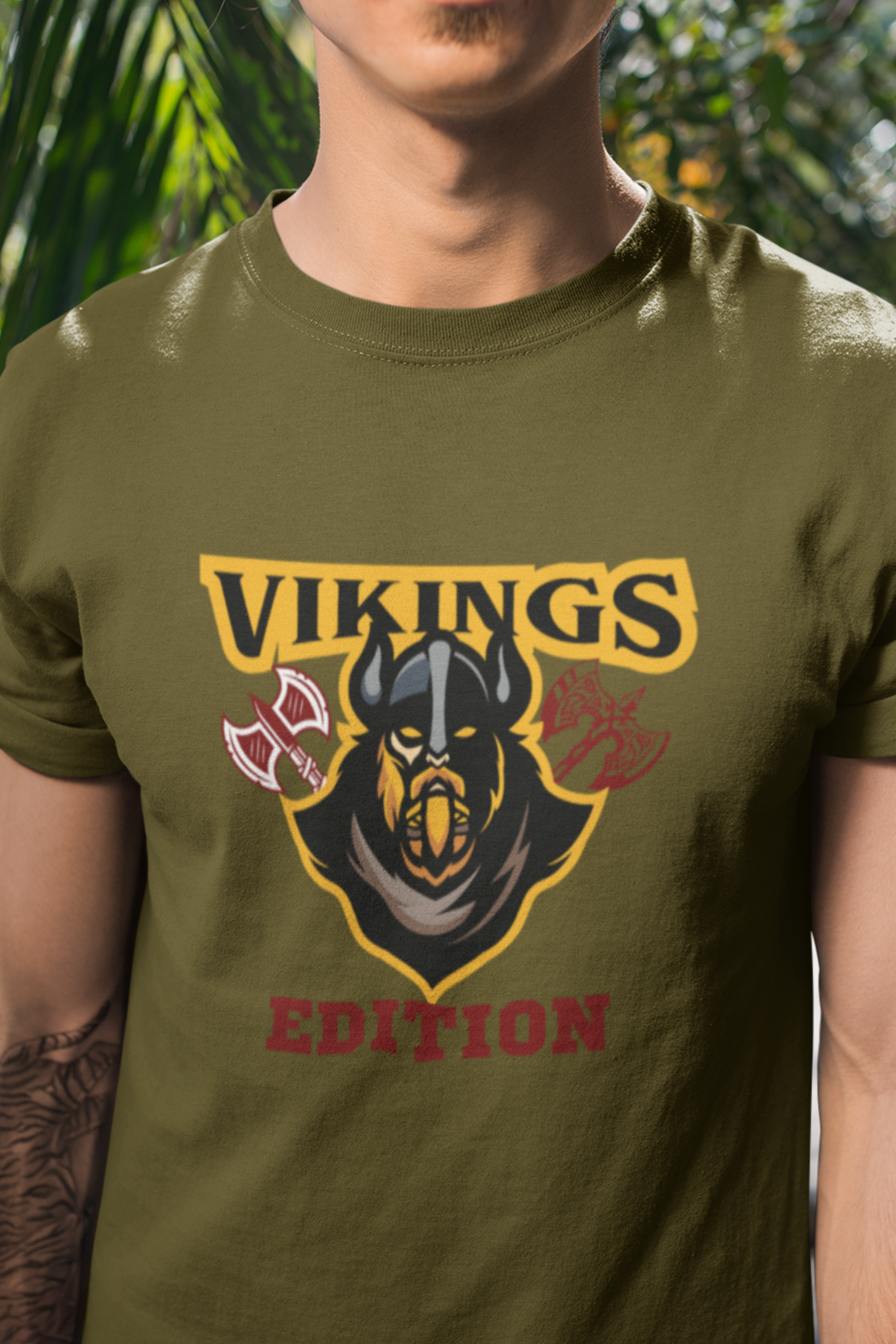 Round neck Half sleeves Tshirt with design with Viking Edition