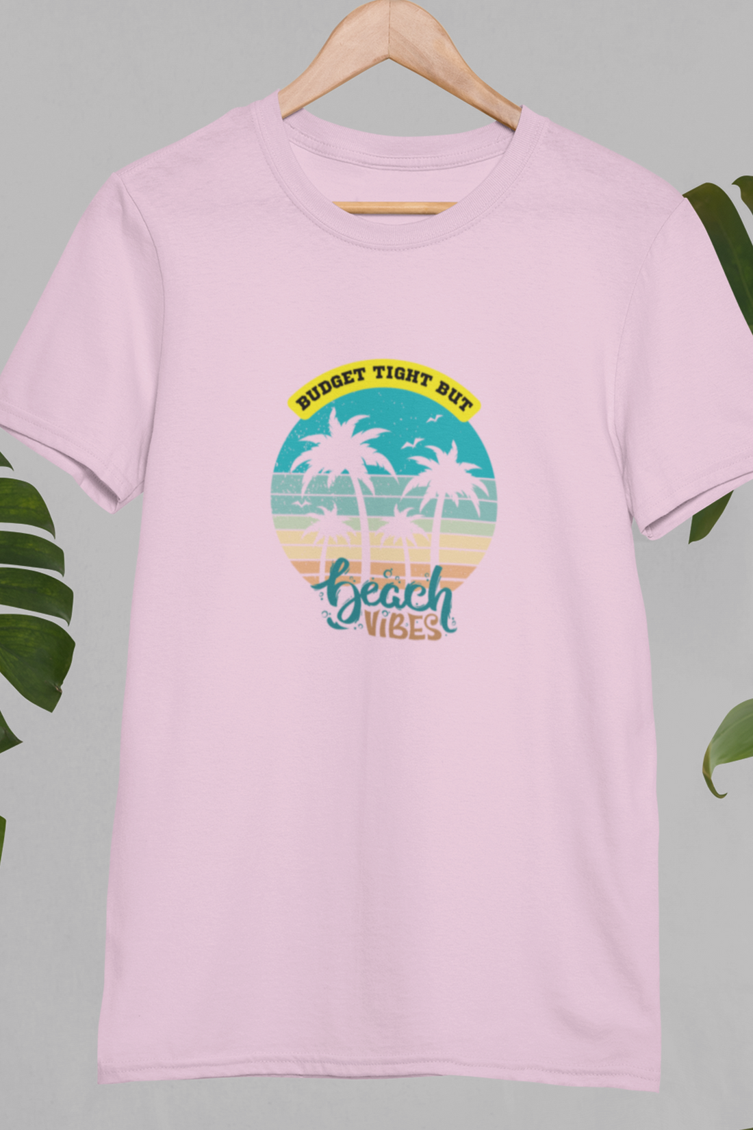 Round neck Half sleeves Tshirt with design of Cool Beach Vibes