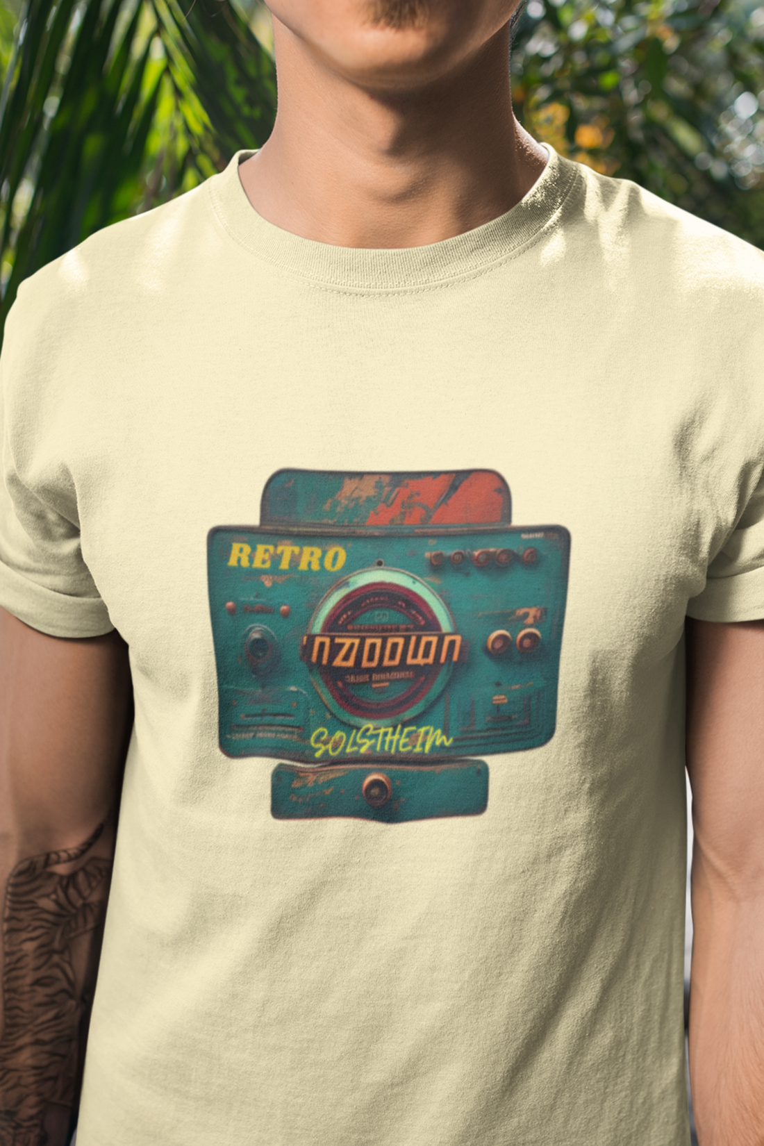 Round neck Half sleeves Tshirt with design of Retro Mobile