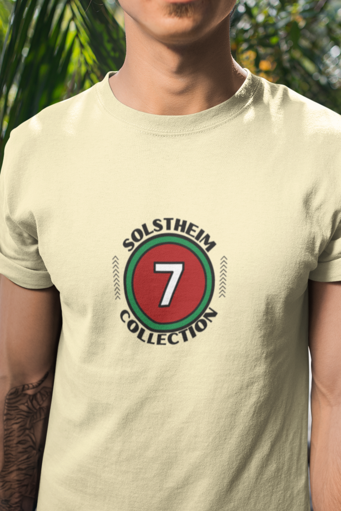 Round Neck Half Sleeves T-Shirt with Number 7 Design