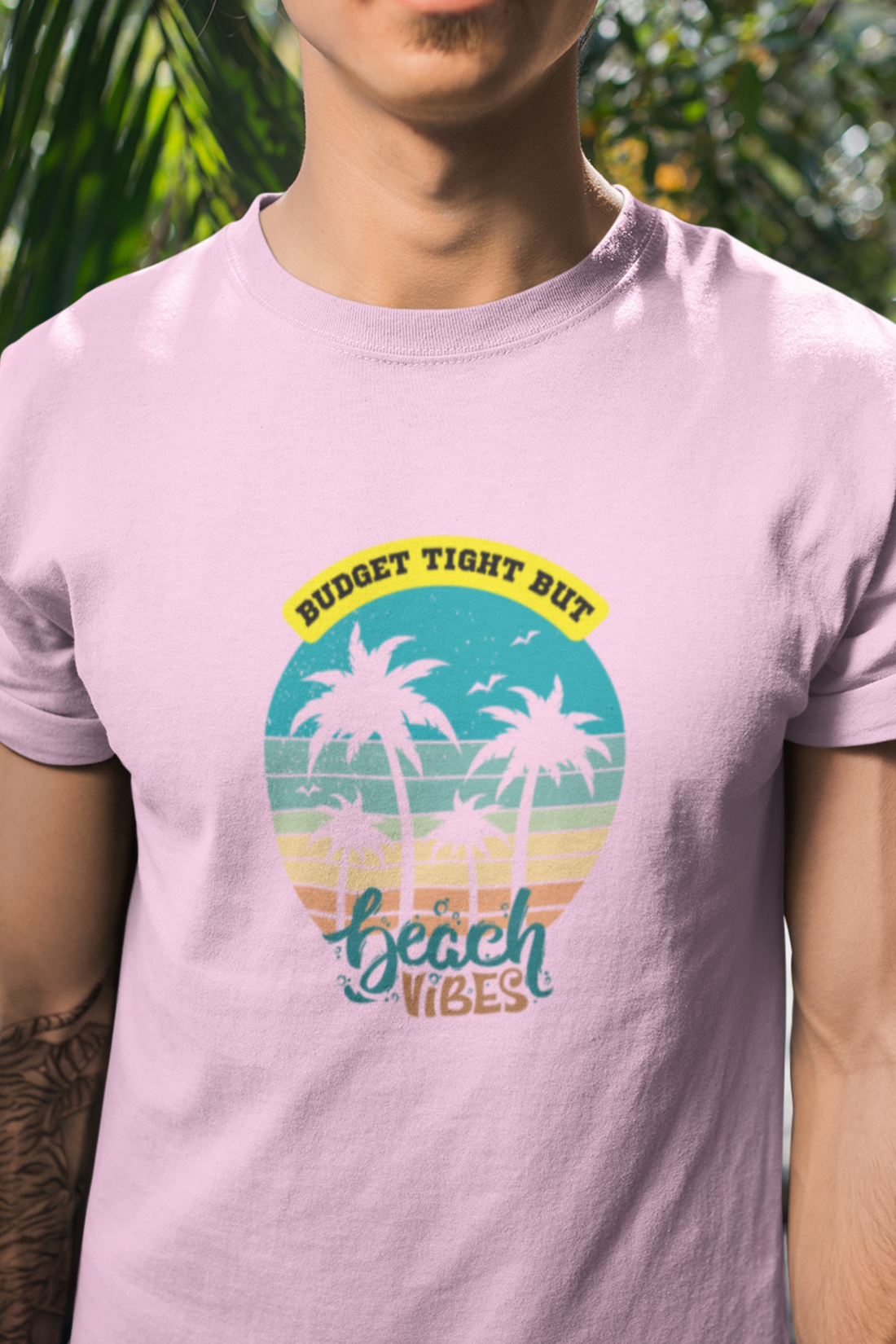 Round neck Half sleeves Tshirt with design of Cool Beach Vibes