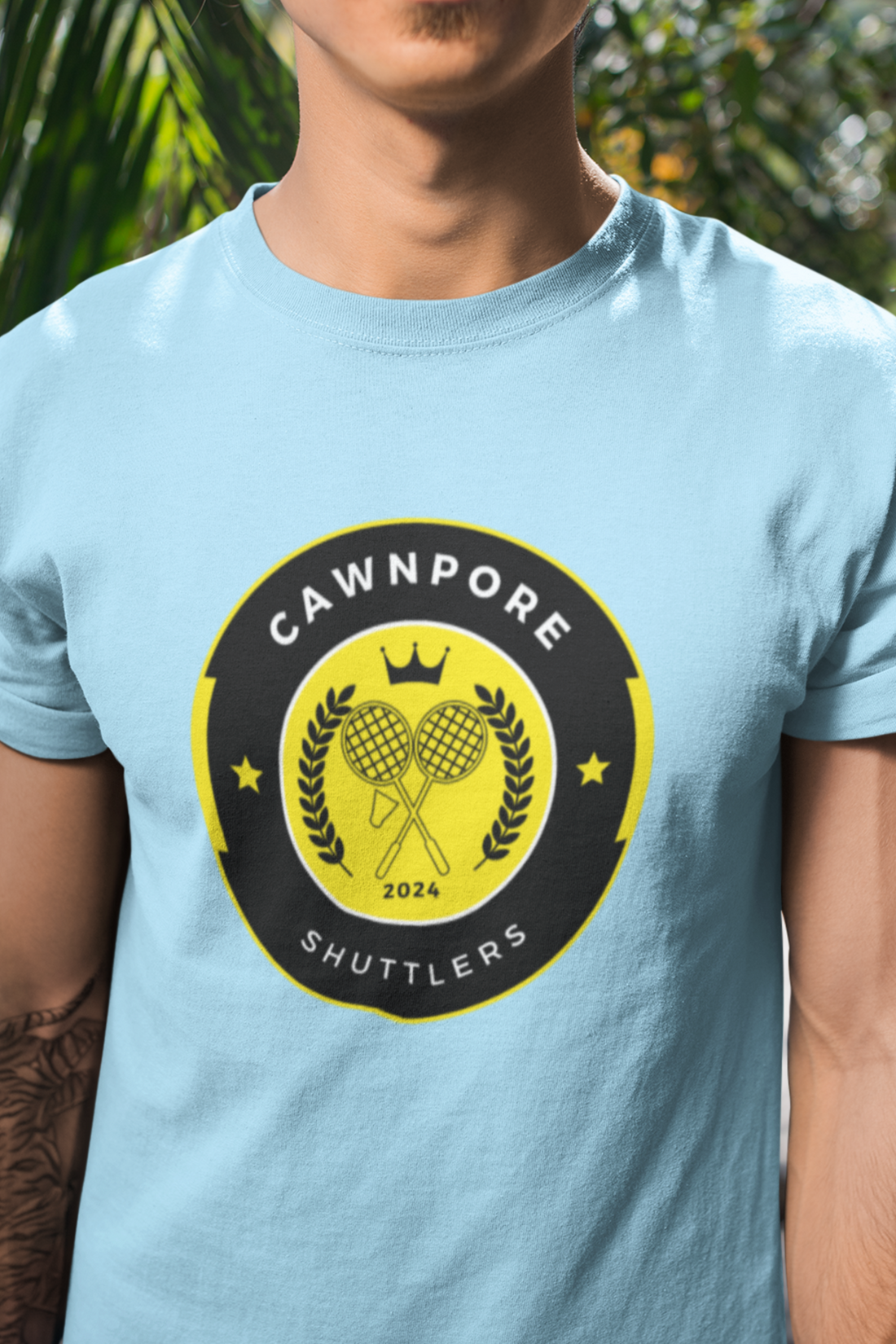 Round neck Half  sleeves Tshirt with Cawnpore Shuttlers design