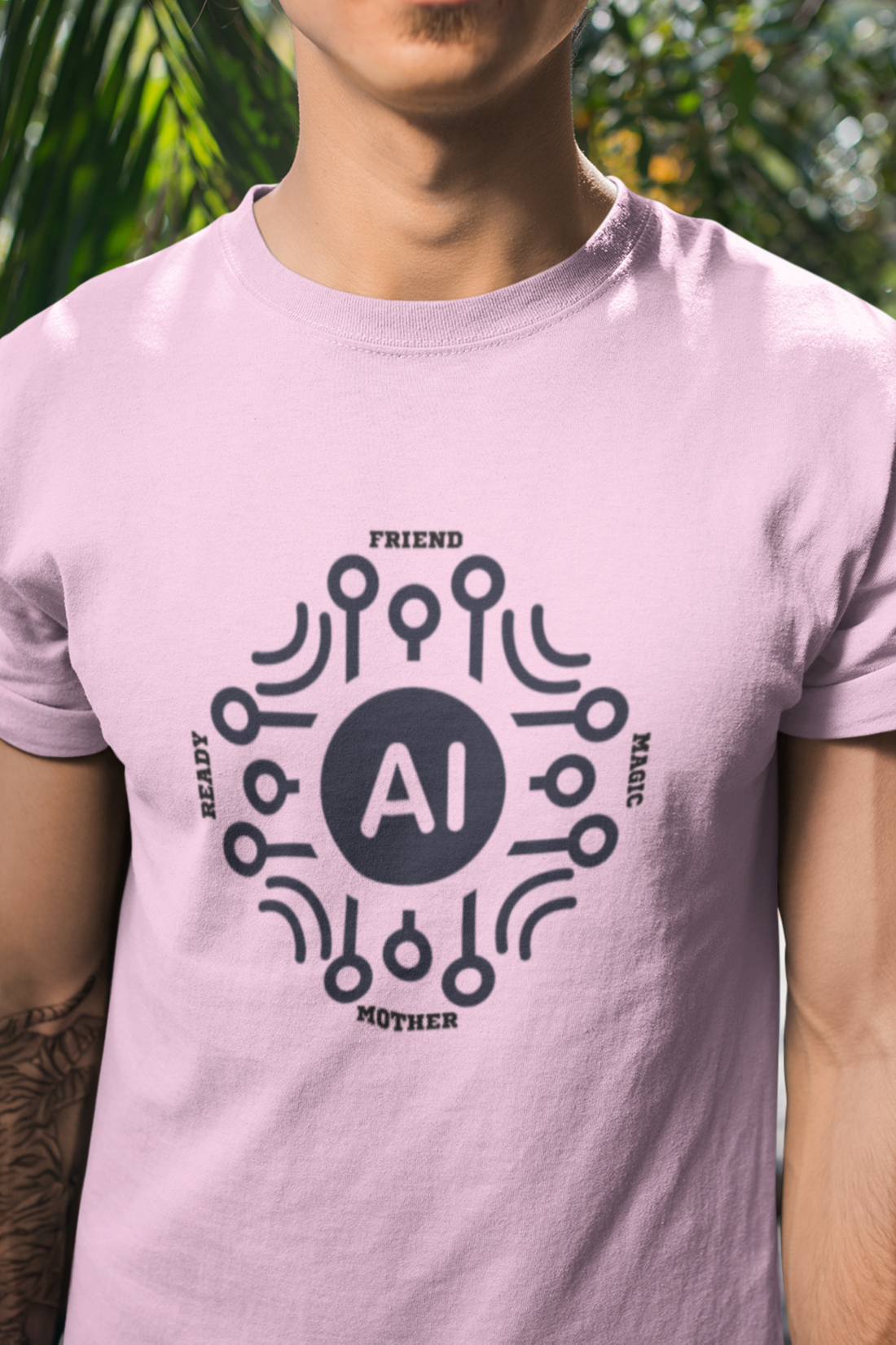 Round neck Half  sleeves Tshirt with AI Indian language connection