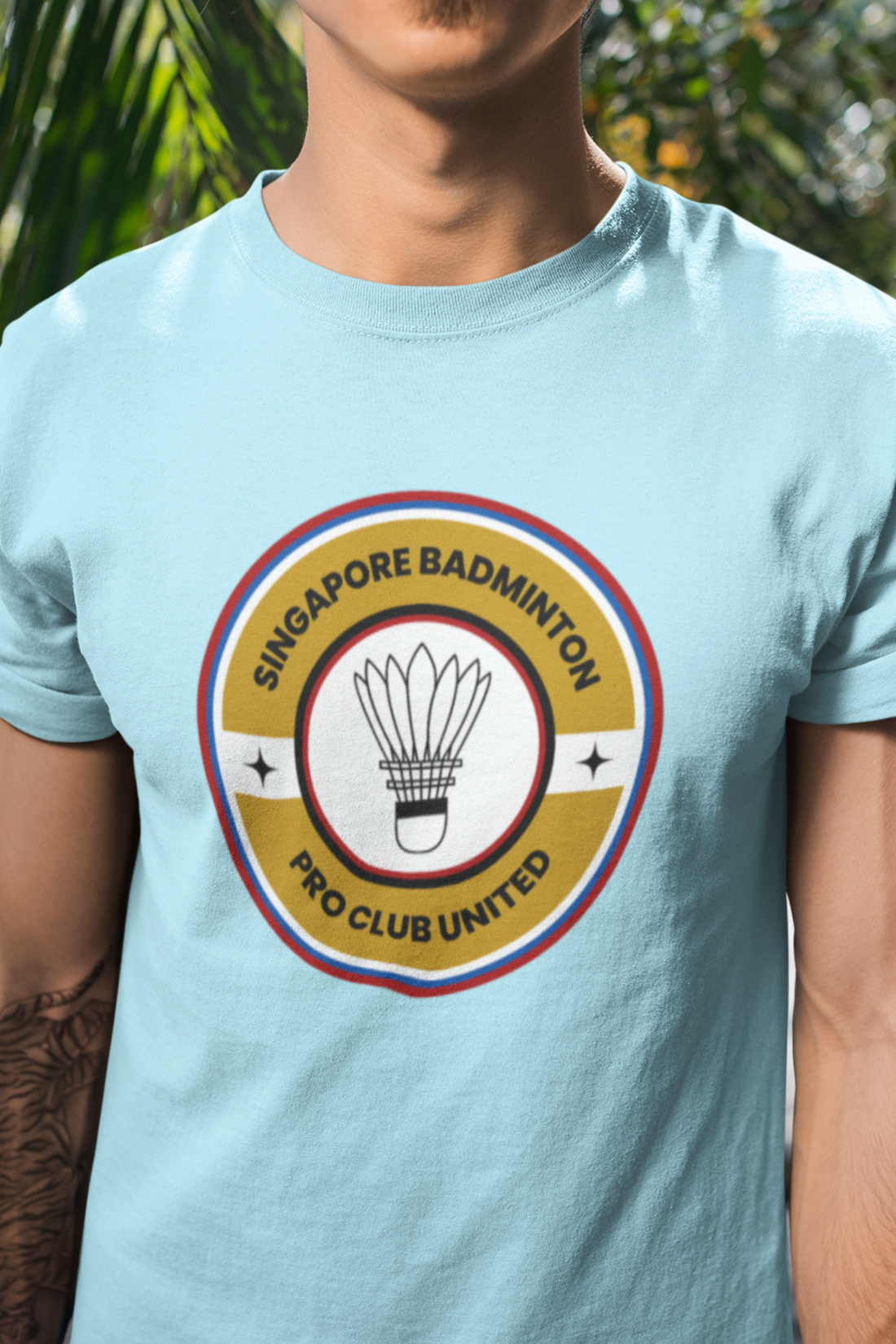 Round neck Half  sleeves Tshirt with Singapore Pro Club Badminton