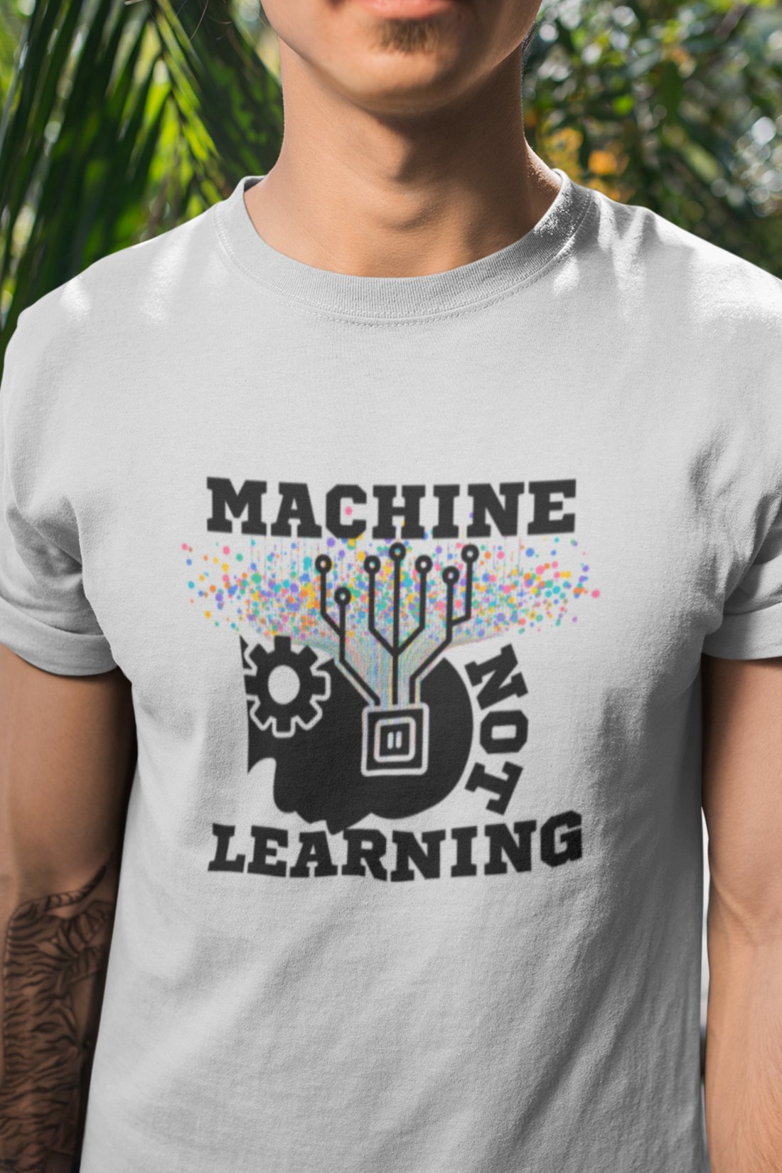 Round neck Half  sleeves Tshirt with Machine Not Learning