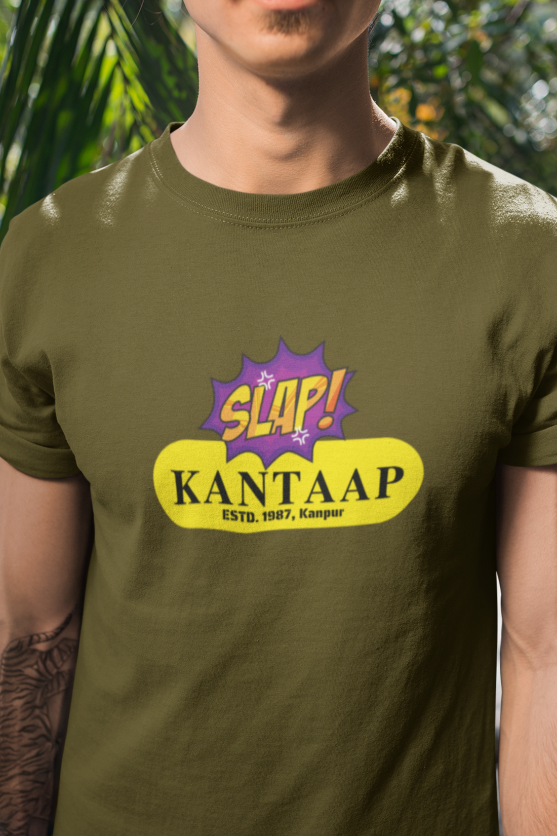 Round neck Half sleeves Tshirt with design of Cawnpore Kantaap