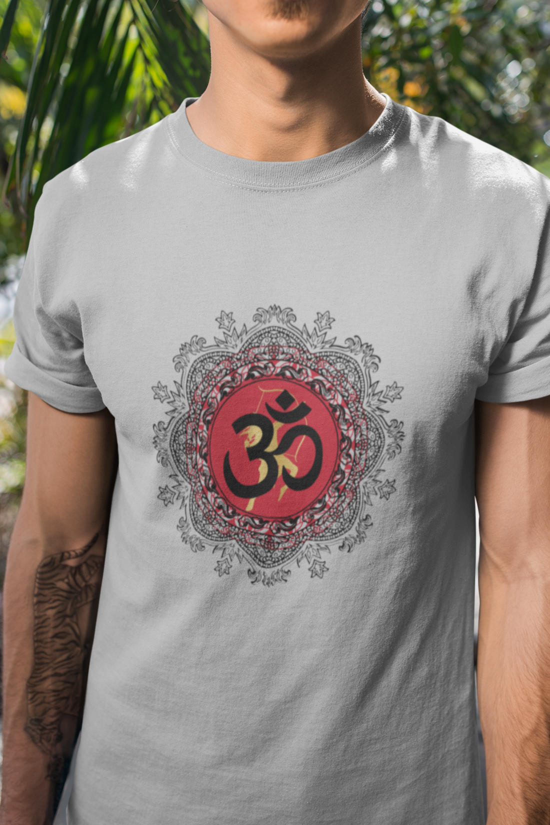 Round neck Half sleeves Tshirt with design of OM