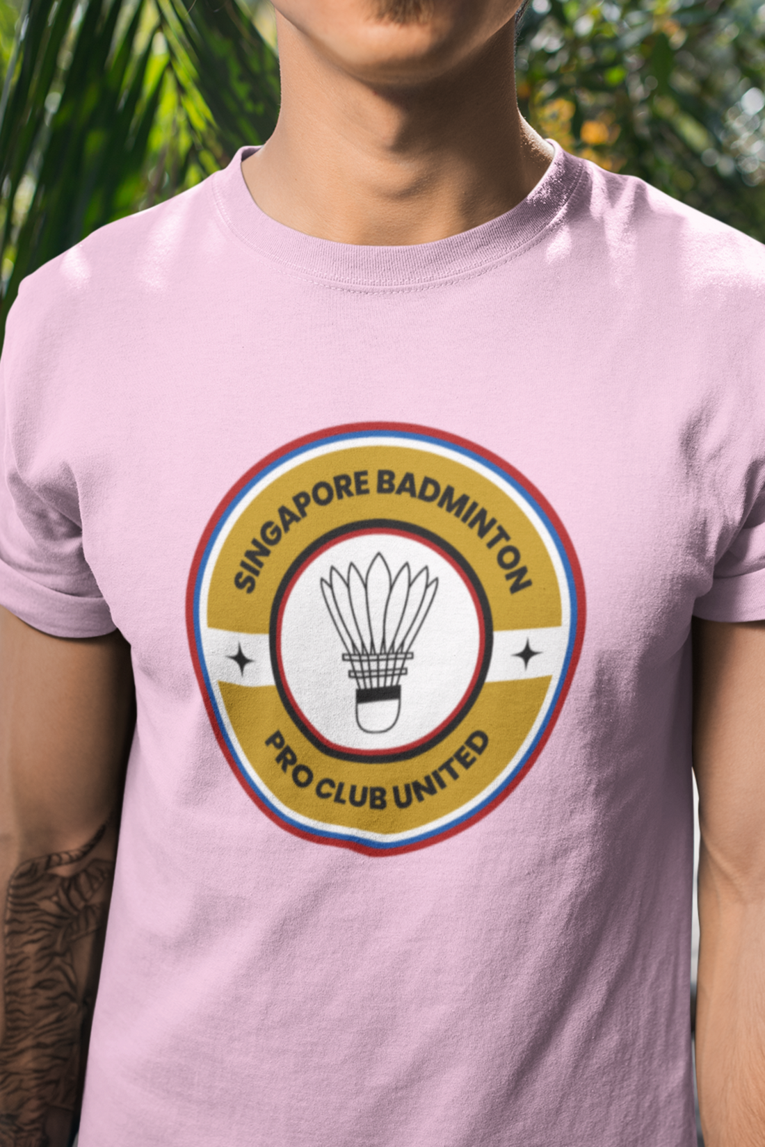 Round neck Half  sleeves Tshirt with Singapore Pro Club Badminton