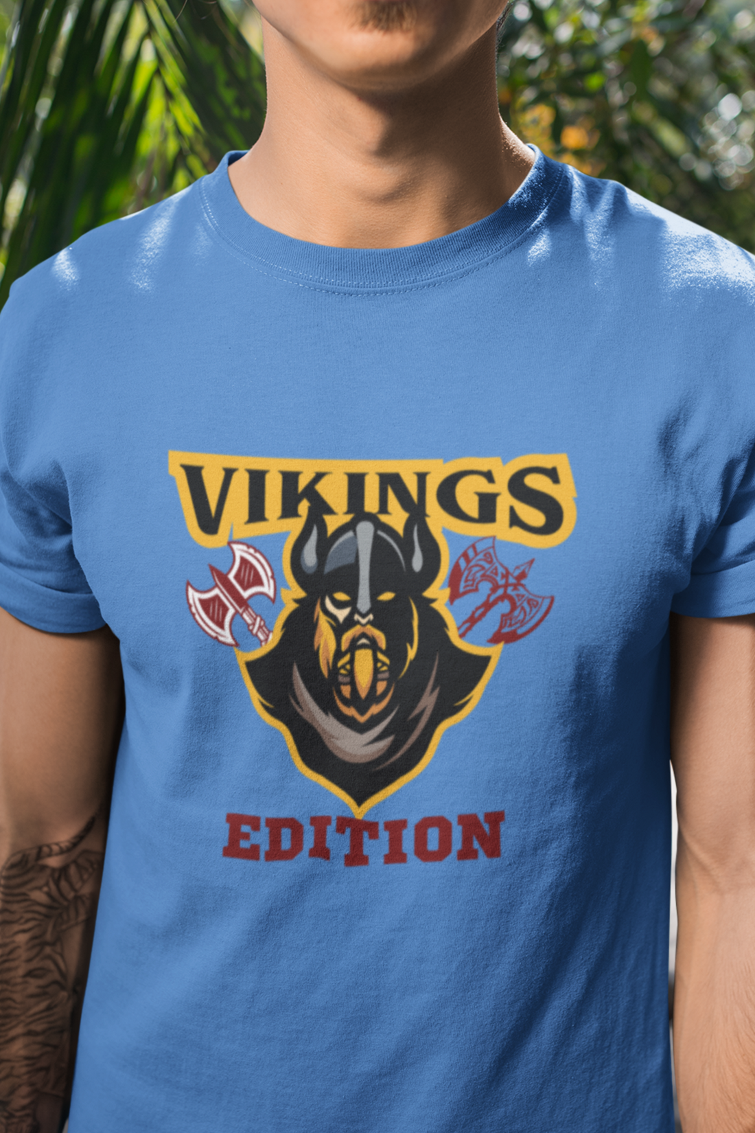 Round neck Half sleeves Tshirt with design with Viking Edition