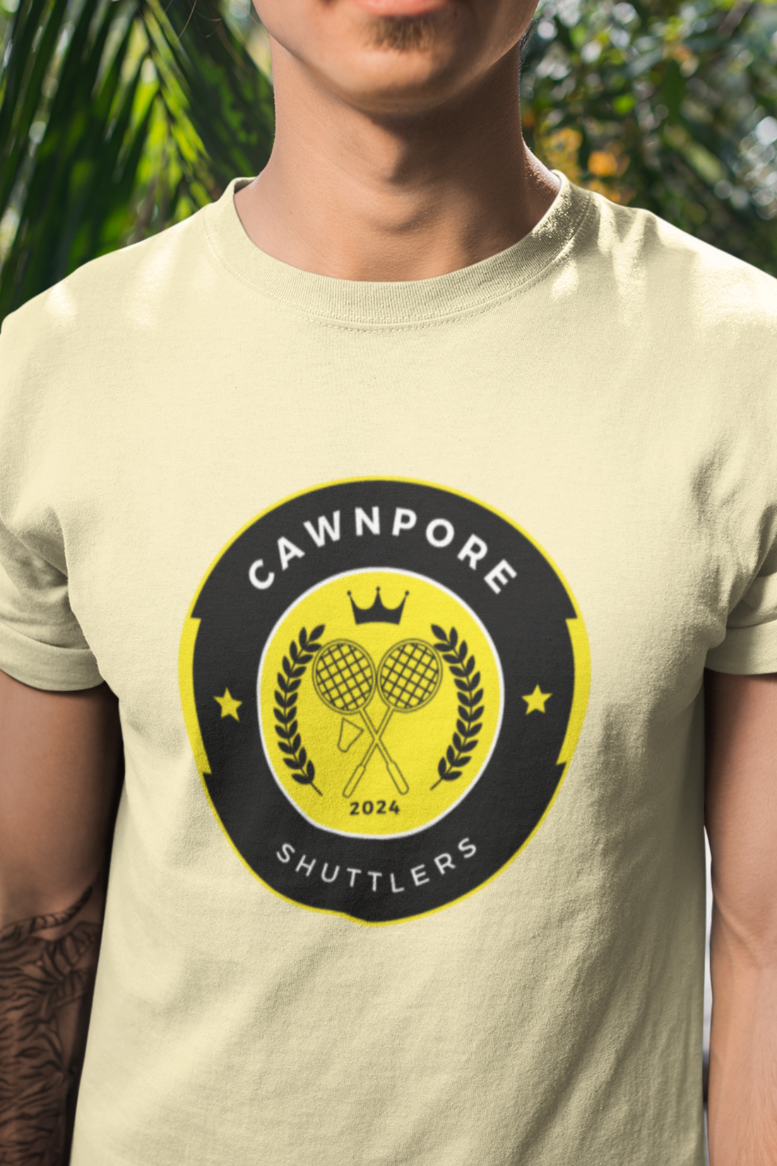 Round neck Half  sleeves Tshirt with Cawnpore Shuttlers design