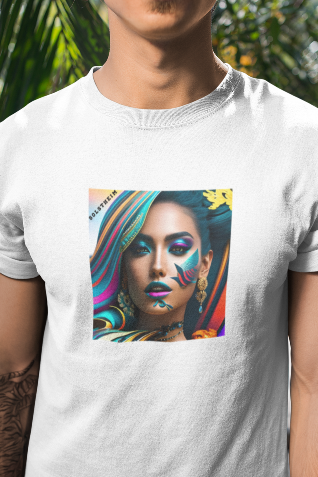 Round neck Half sleeves Tshirt with design of Woman Art