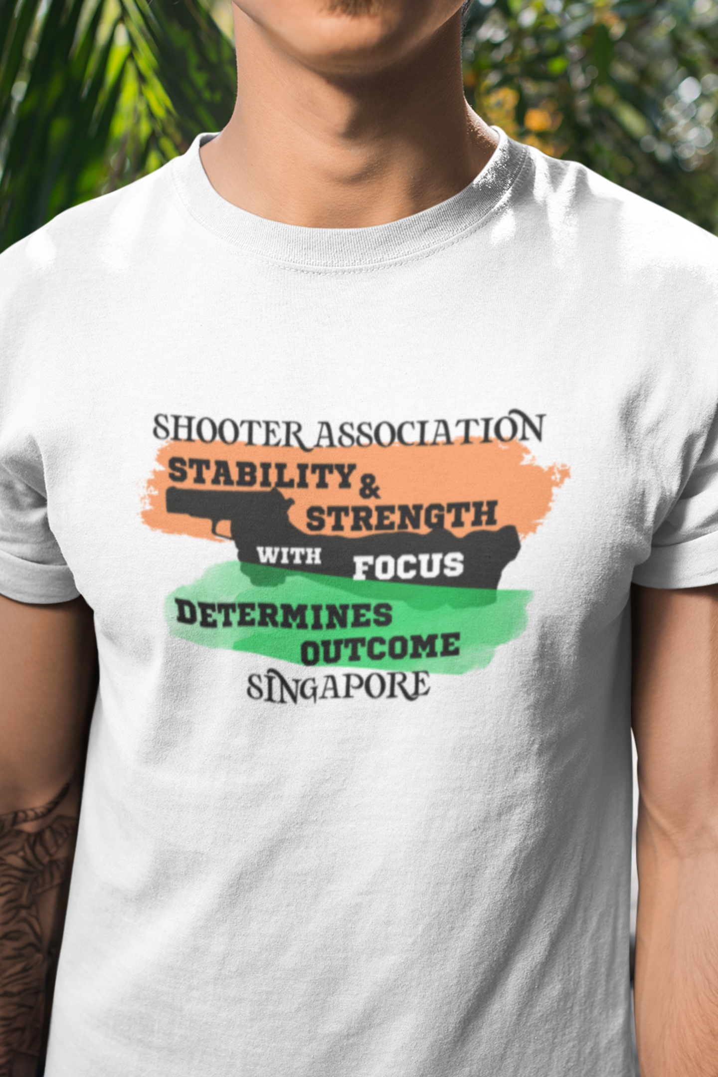 Round neck Half sleeves Tshirt with India Singapore Shooter Association