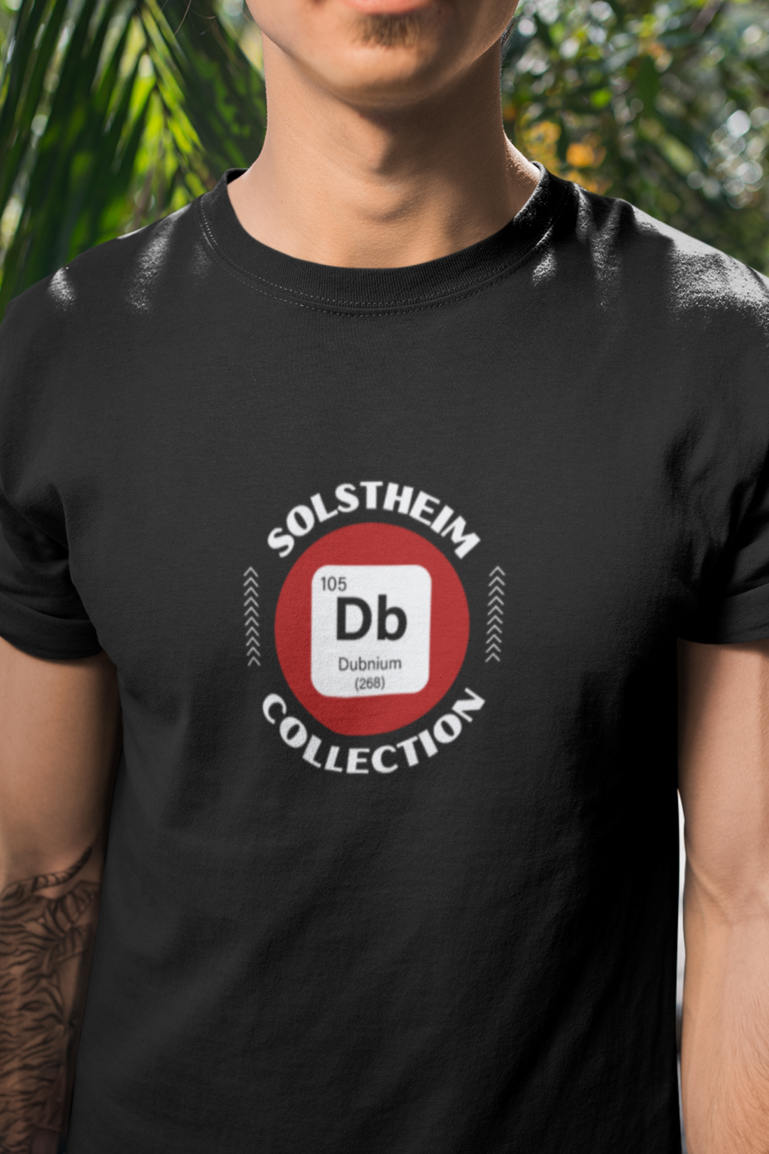 Round Neck Half Sleeves T-Shirt with Db 105 Dubnium Number Design