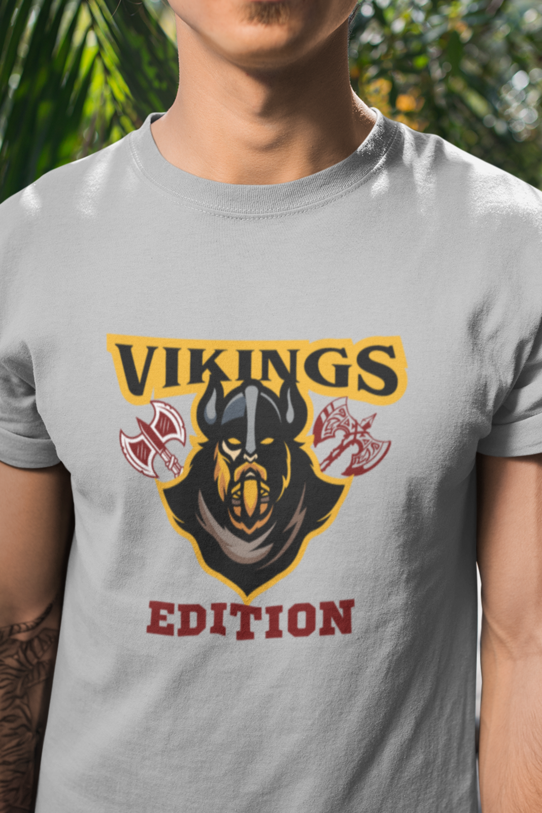 Round neck Half sleeves Tshirt with design with Viking Edition