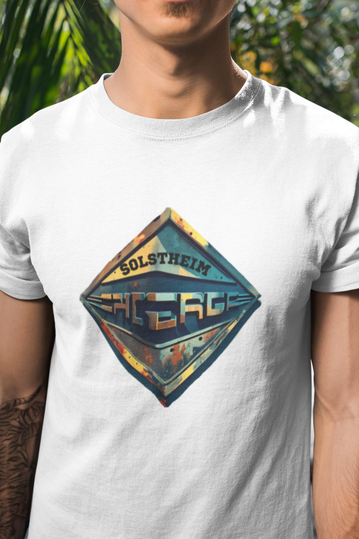 Round neck Half sleeves Tshirt with design of Retro Shield 3D