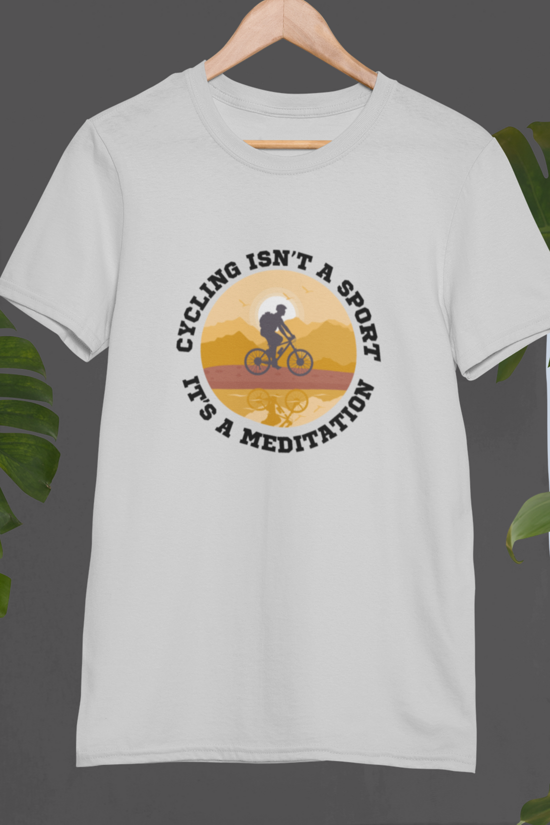 Round neck Half sleeves Tshirt with Cyclist Meditation quote