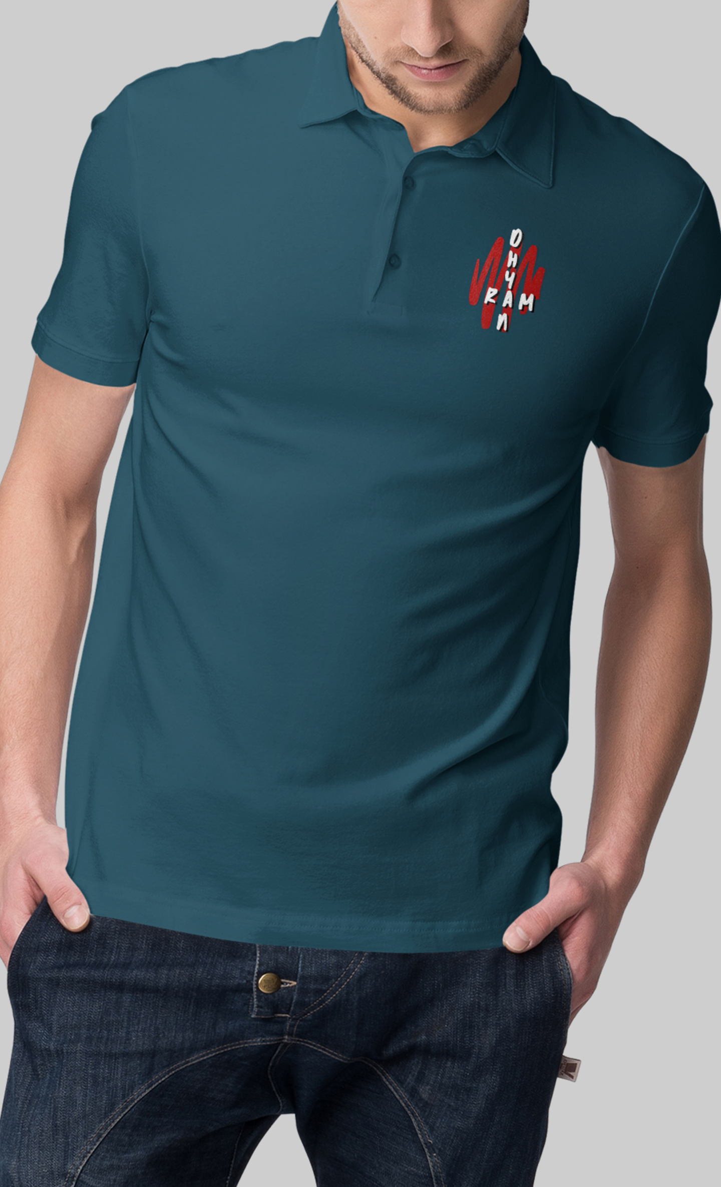 Polo Tshirt with dual print of Ramdhyan & Trishul