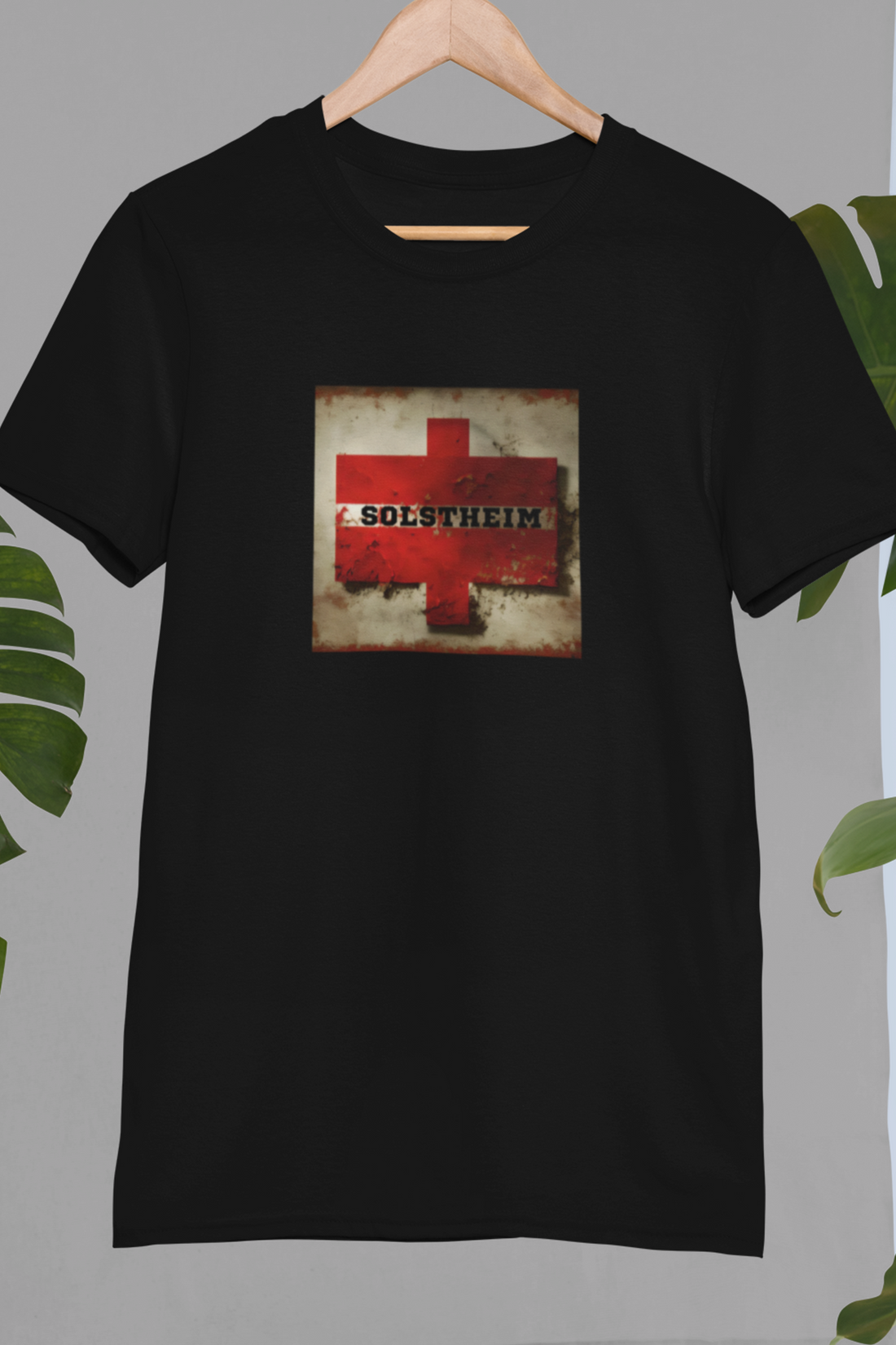 Round neck Half sleeves Tshirt with design of Retro Red Cross Plus