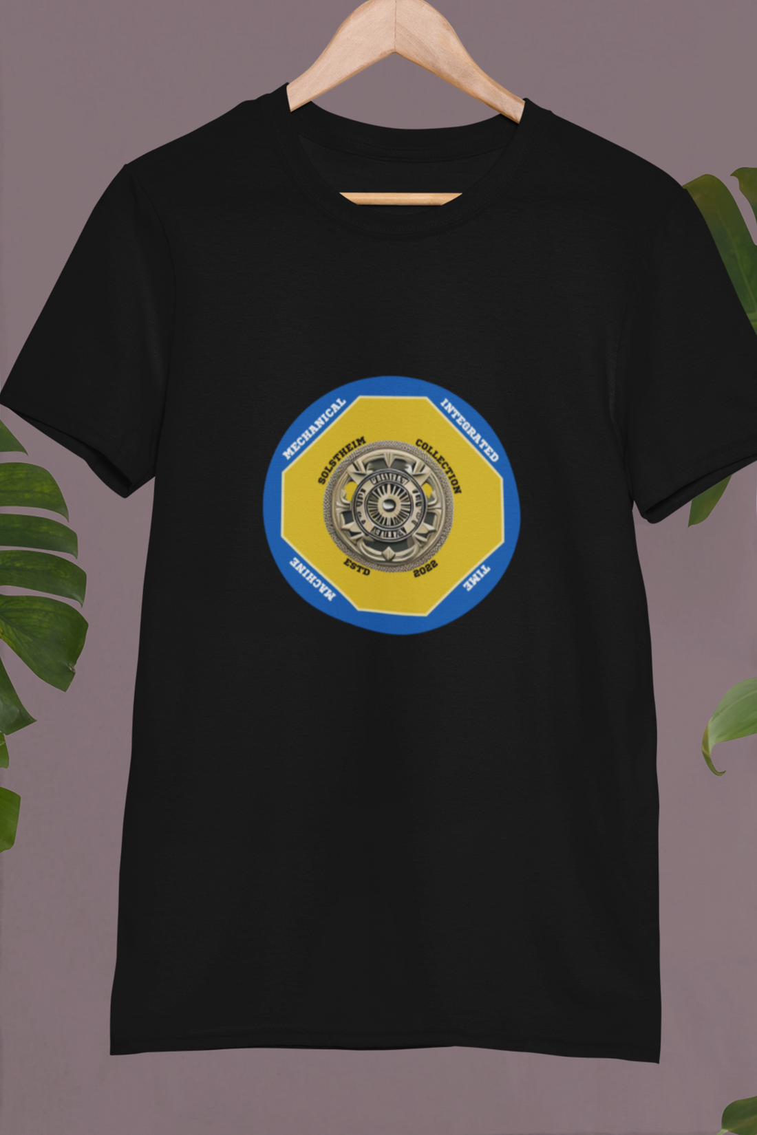 Round Neck Half Sleeves T-Shirt with Solstheim Shield Time Machine