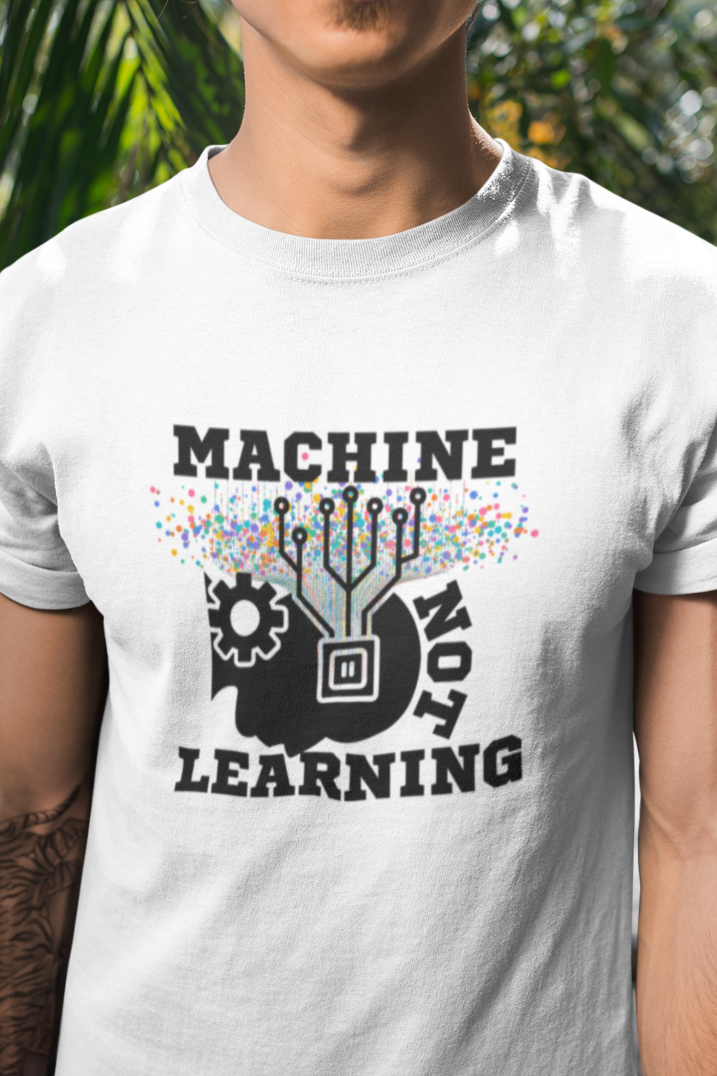 Round neck Half  sleeves Tshirt with Machine Not Learning