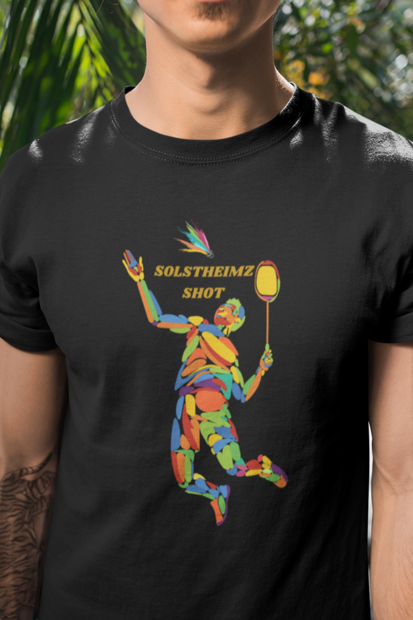 Round neck Half  sleeves Tshirt with Badminton design