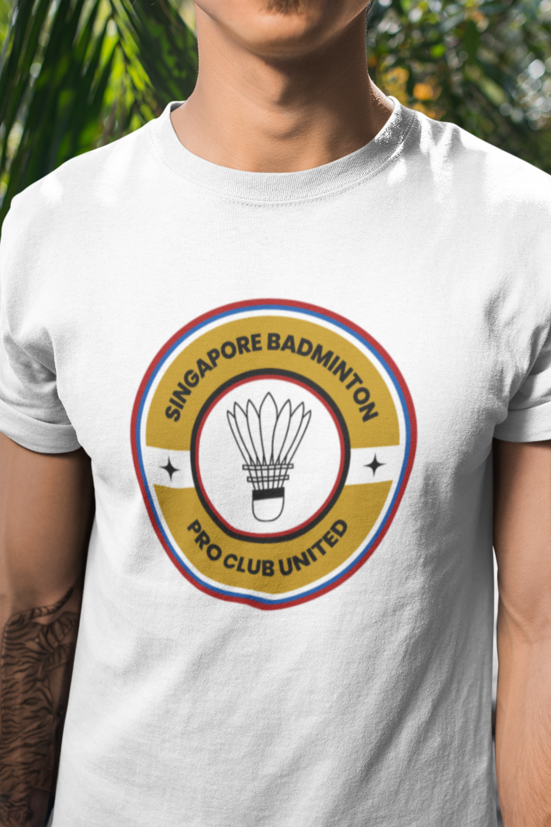 Round neck Half  sleeves Tshirt with Singapore Pro Club Badminton