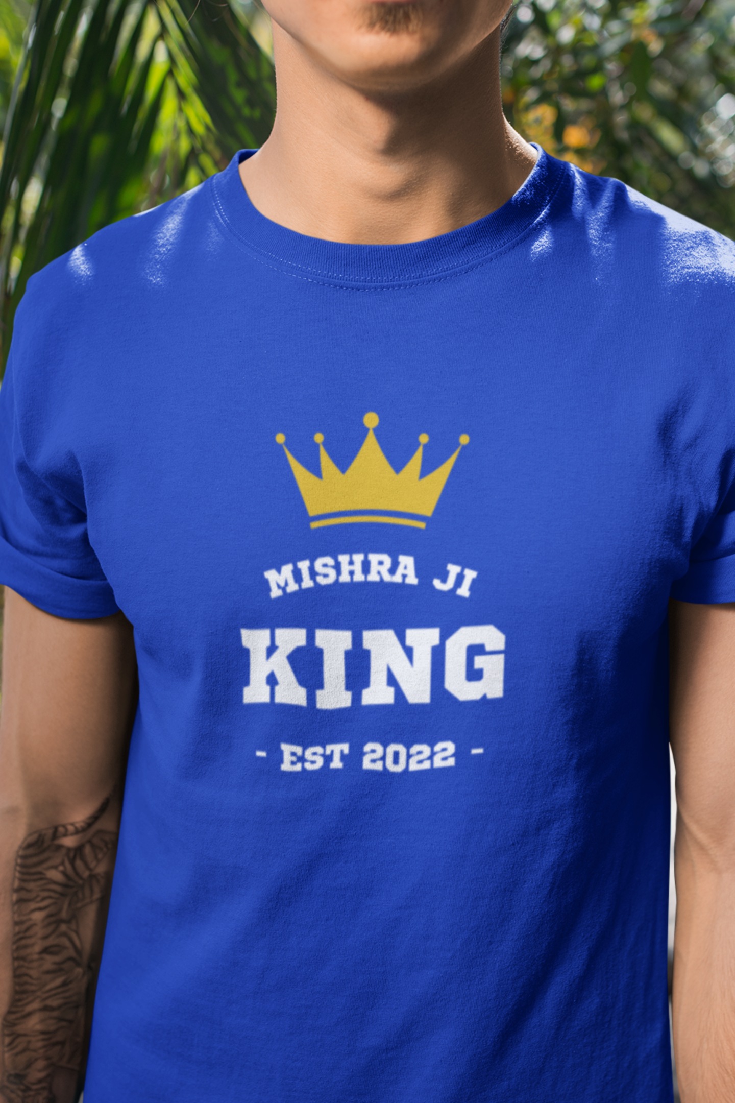 Round neck Half sleeves Tshirt with dual print of Mishra Ji King & 360