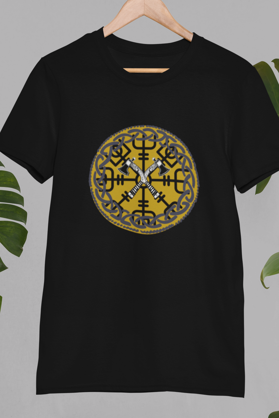 Round neck Half  sleeves Tshirt with Nordic Sword Symbol