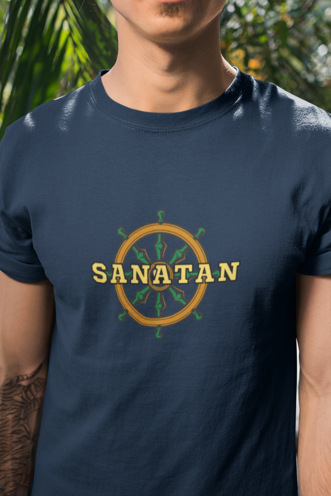 Round Neck Half Sleeves T-Shirt with Sanatan Design