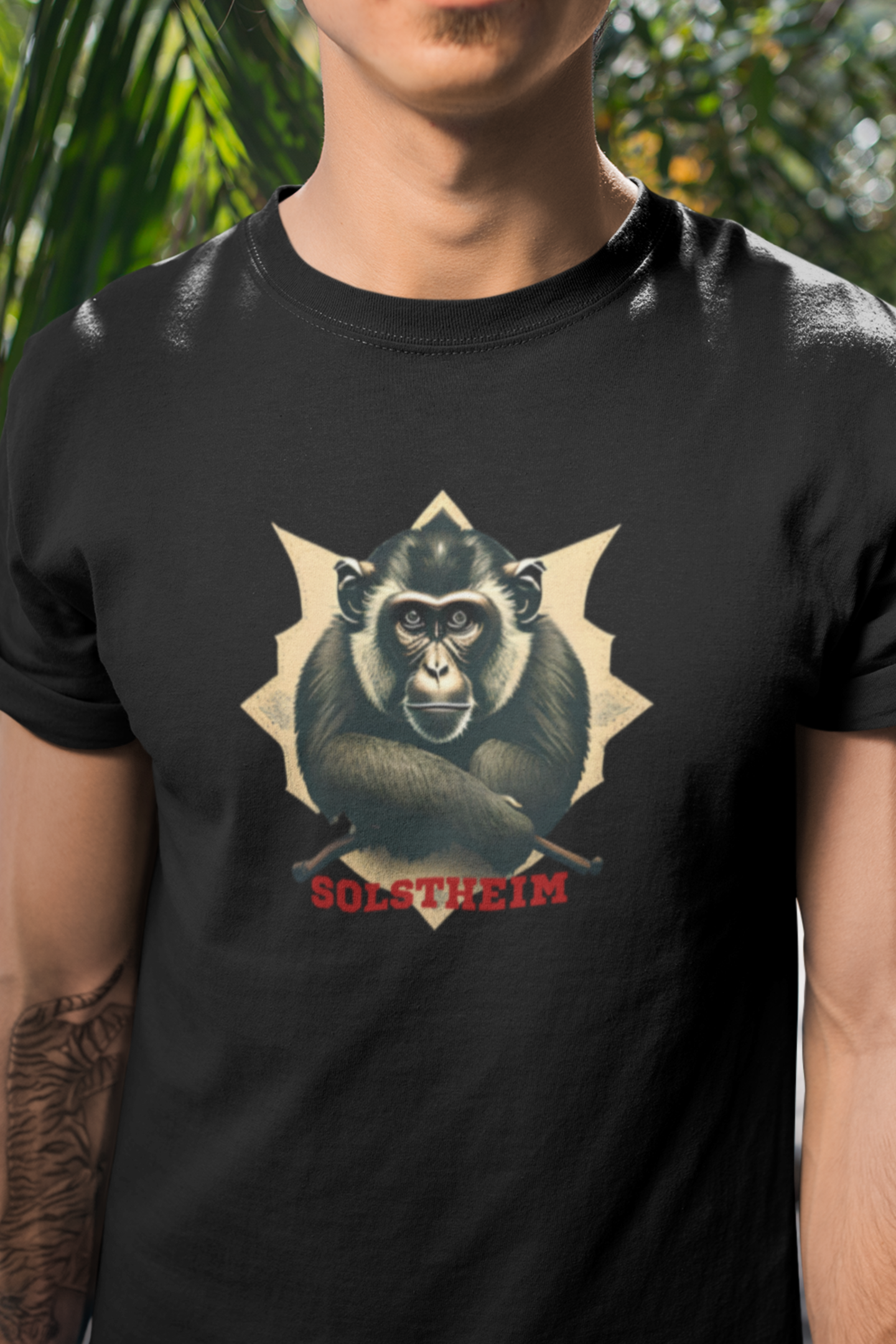 Round Neck Half Sleeves T-Shirt with Gun Monkey