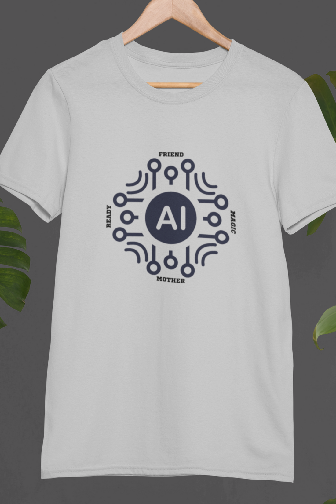 Round neck Half  sleeves Tshirt with AI Indian language connection