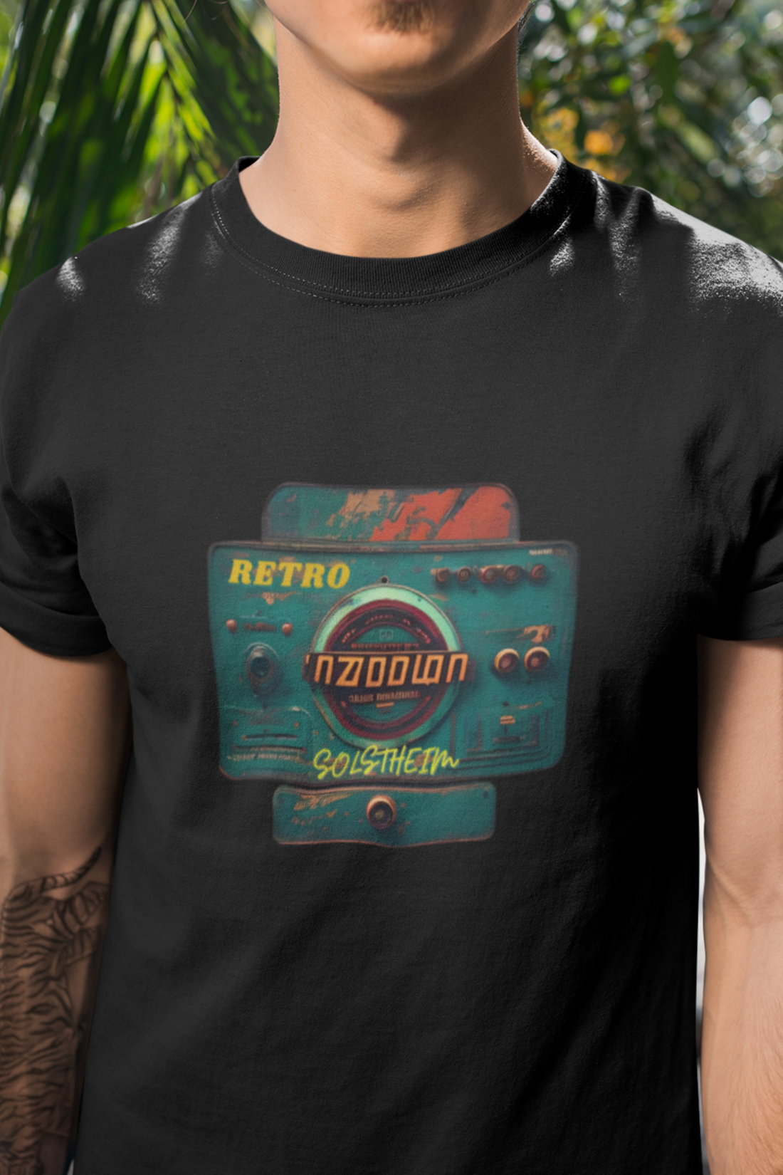 Round neck Half sleeves Tshirt with design of Retro Mobile