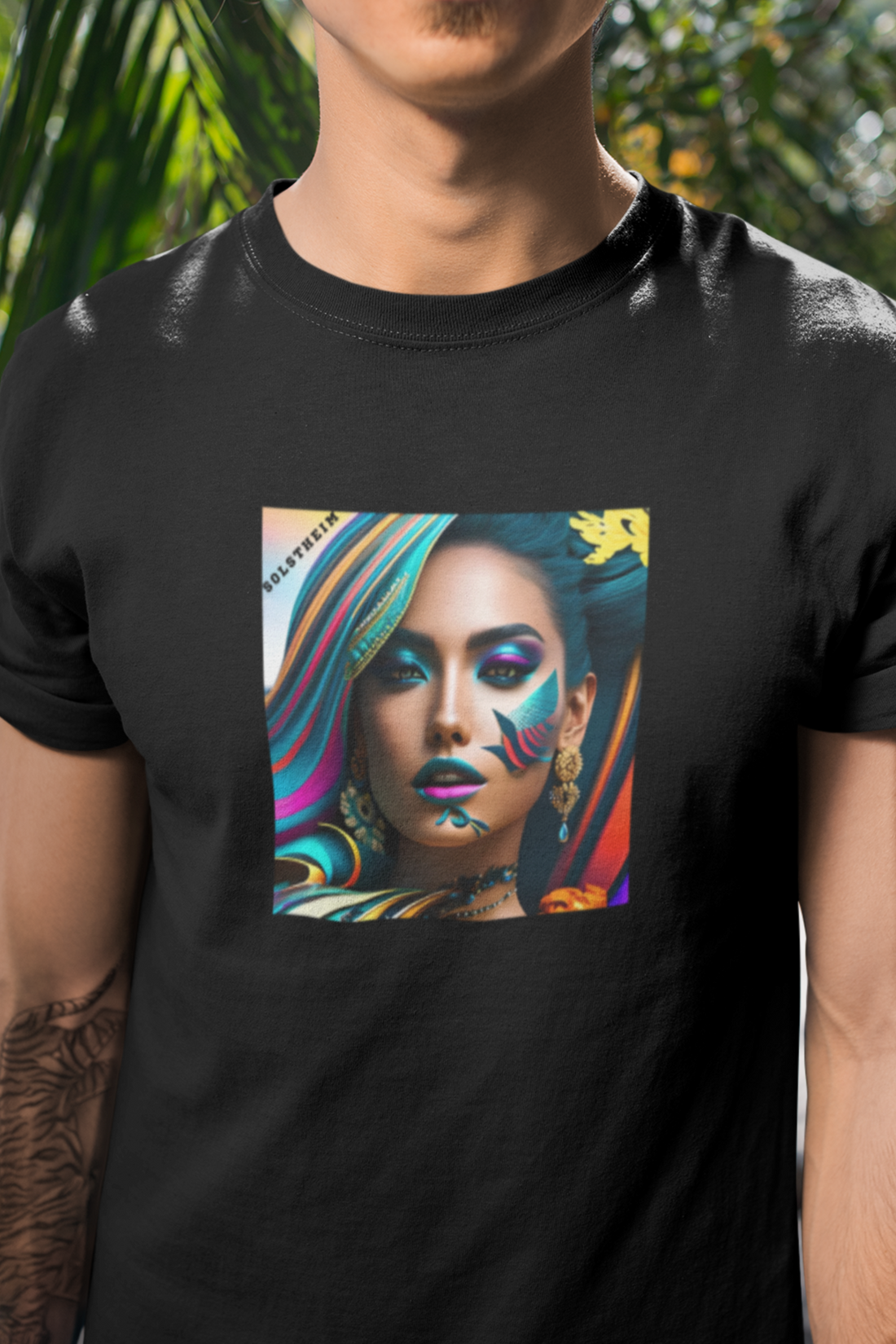 Round neck Half sleeves Tshirt with design of Woman Art