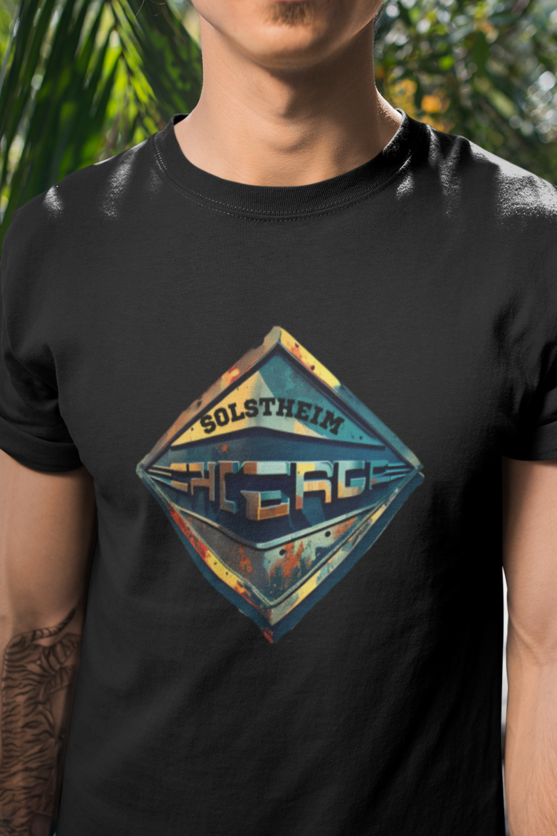 Round neck Half sleeves Tshirt with design of Retro Shield 3D